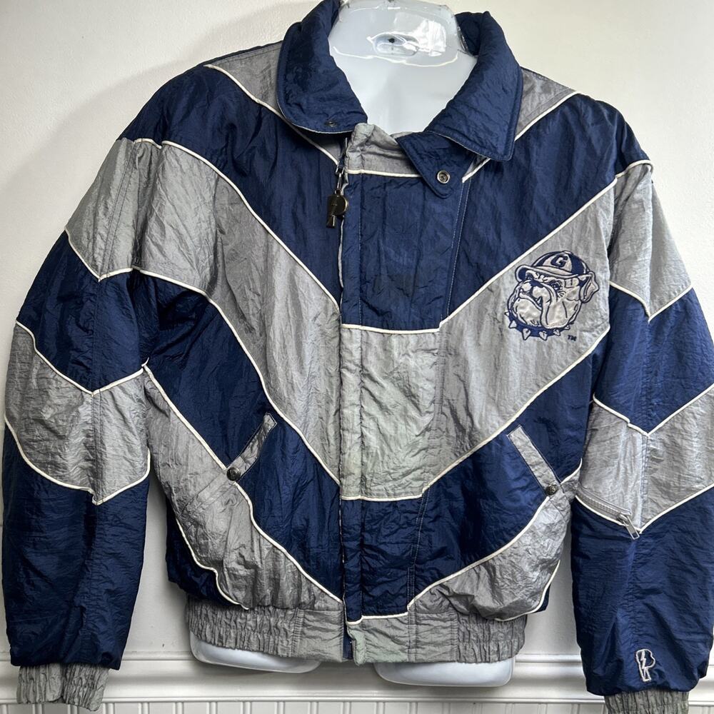 Vintage Georgetown Hoyas Jacket Mens L Pro Player Blue Gray Embroidered Y2K